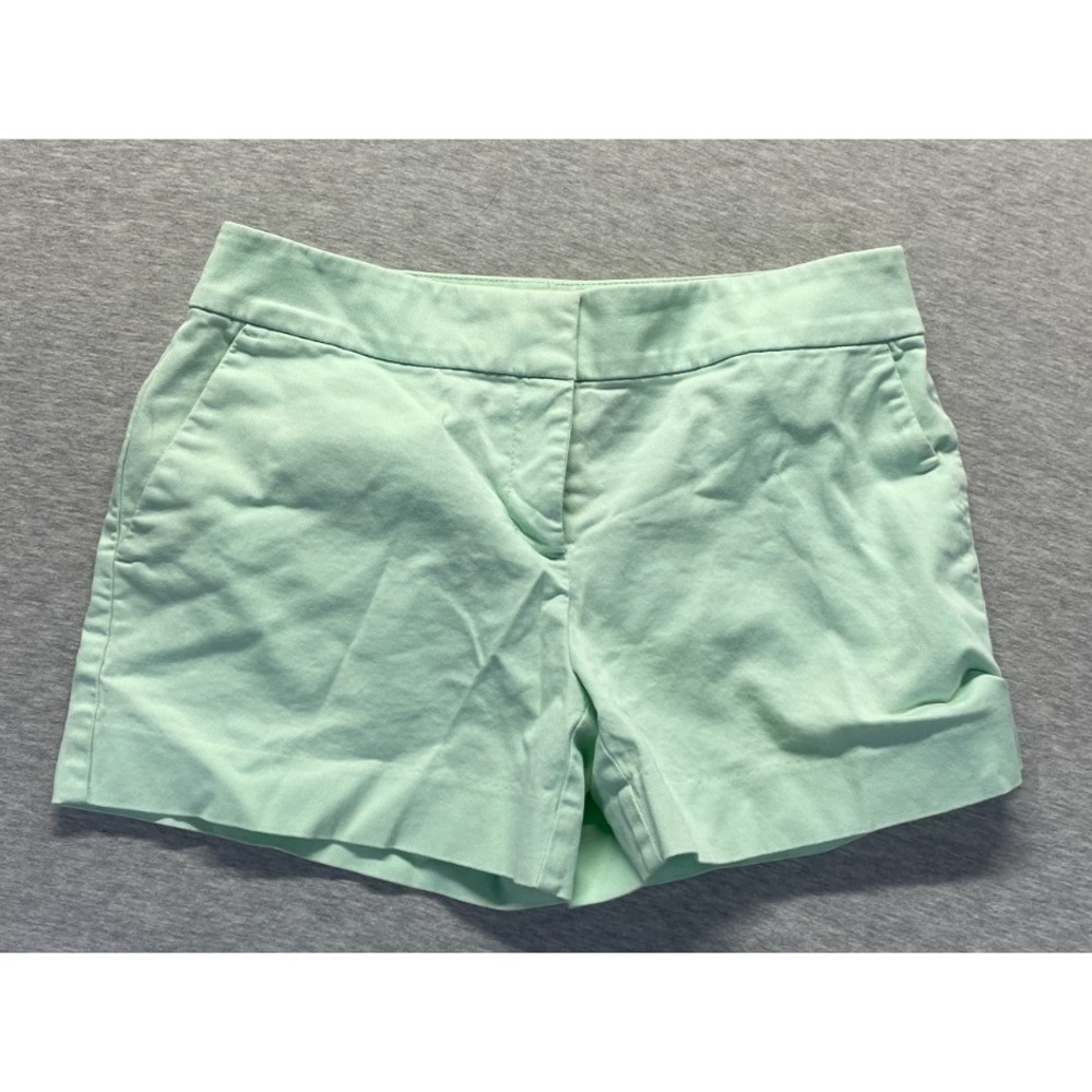 Loft Riviera Chino Shorts Women's 0 Light Green Cotton Stretch Slash Pockets